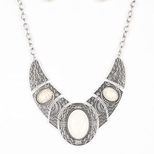 Silver and Cream Statement Necklace